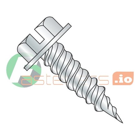#10 x 4" Self-Piercing Screws/Slotted/Hex Washer Head (1/4" AF) / Steel/Zinc (Carton: 1,000 pcs)